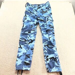 Unbranded Cargo Pants Mens 28 Camouflage Multi-Pocket Cotton Twill Drawstring